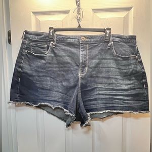 Torrid Distressed Denim Jeans Shorts Dark Wash